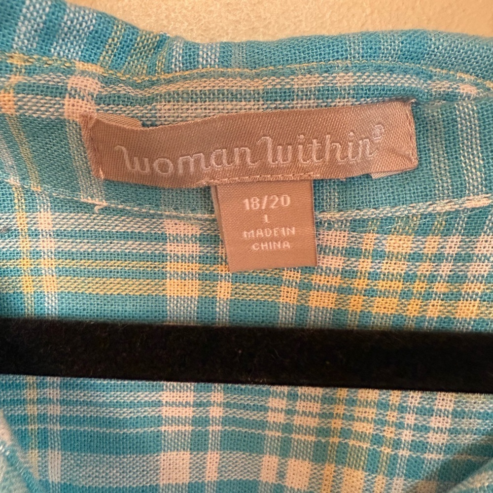 Woman Within Red - Blue Plaid Casual Shirt Set Of 2 Bundle - Picture 7 of 8